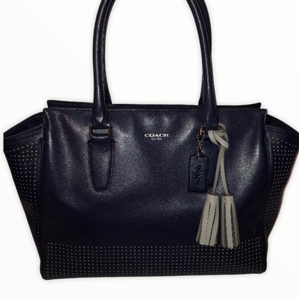 COACH legacy blue perforated shopper tote bag